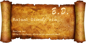 Balsai Dionízia névjegykártya